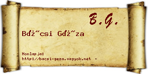Bácsi Géza névjegykártya